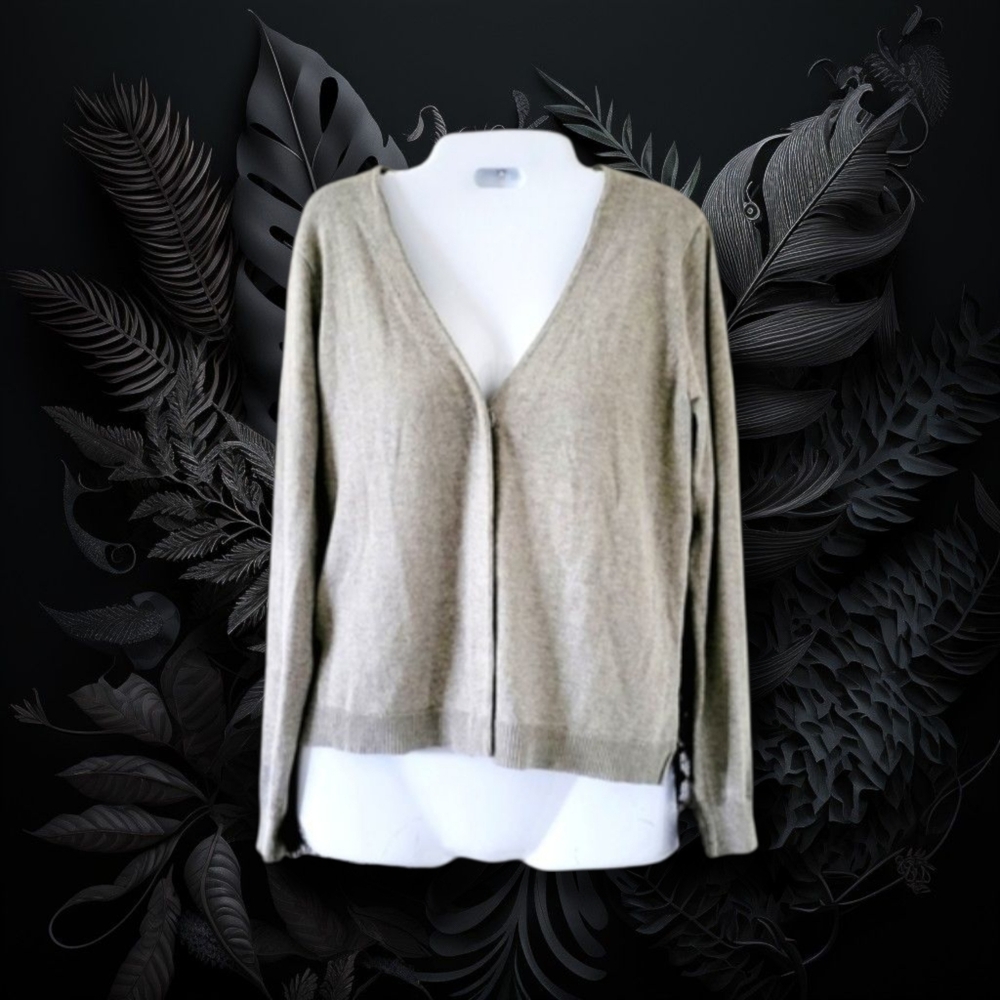 Central Park West | Pretty Gray/Black Button Down Lace Back Cardigan (SIZE S)